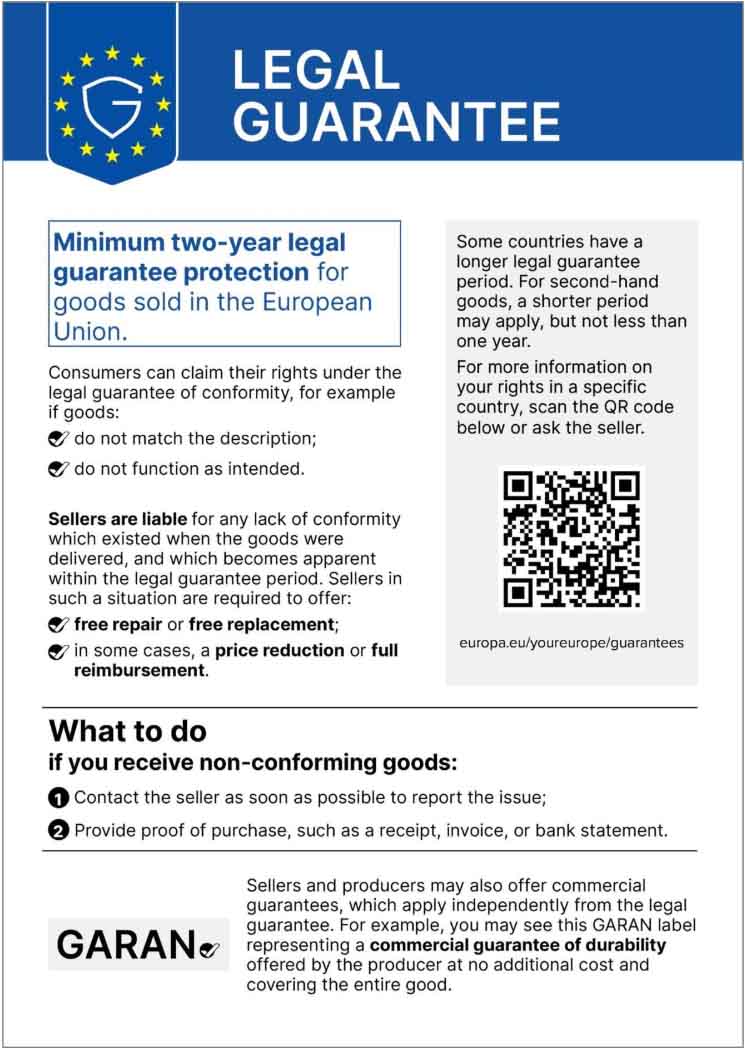 Information about the legal guarantee